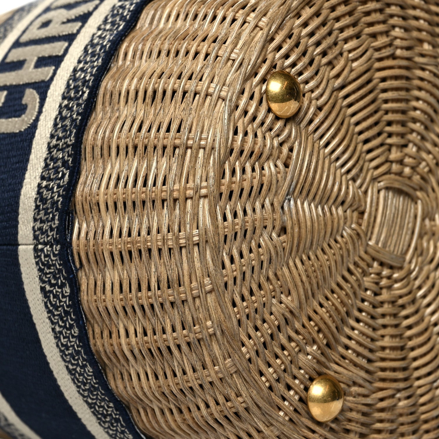 Christian Dior Wicker Oblique Drawstring Bucket Bag Blue 9 of 10