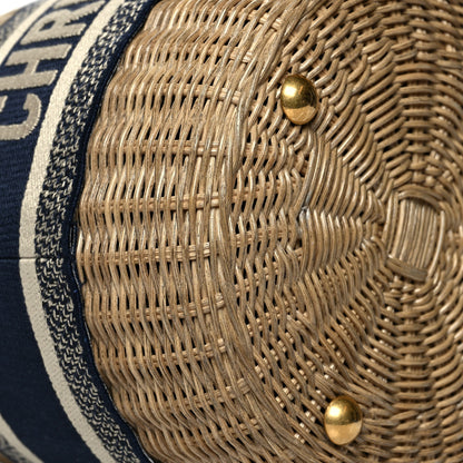 Christian Dior Wicker Oblique Drawstring Bucket Bag Blue 9 of 10