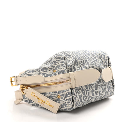Christian Dior Oblique Raffia Effect Small D-Journey Bag Blue Light Biscuit 4 of 10