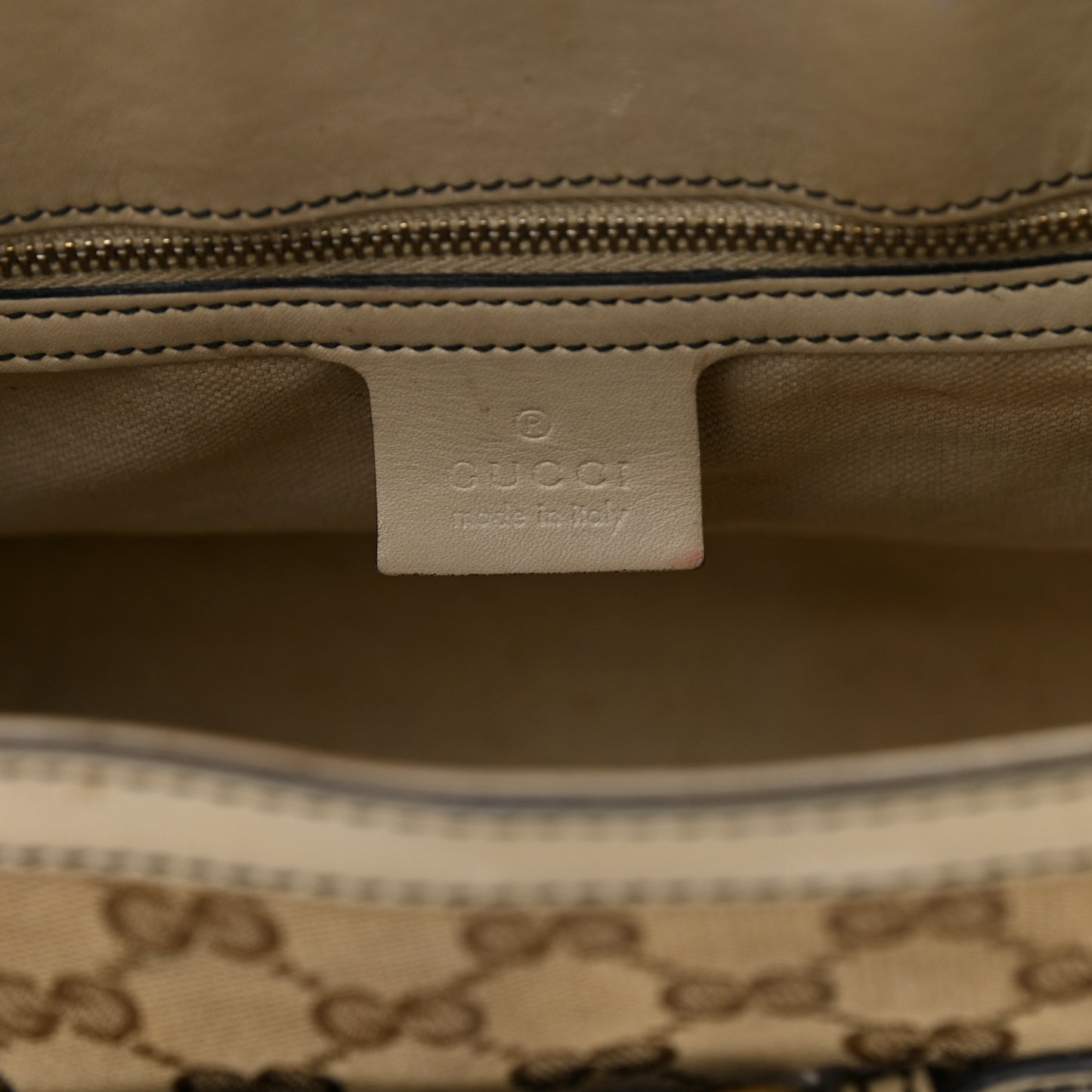 Monogram Margaux Calfskin Large Emily Chain Shoulder Bag Beige Ebony Mystic White