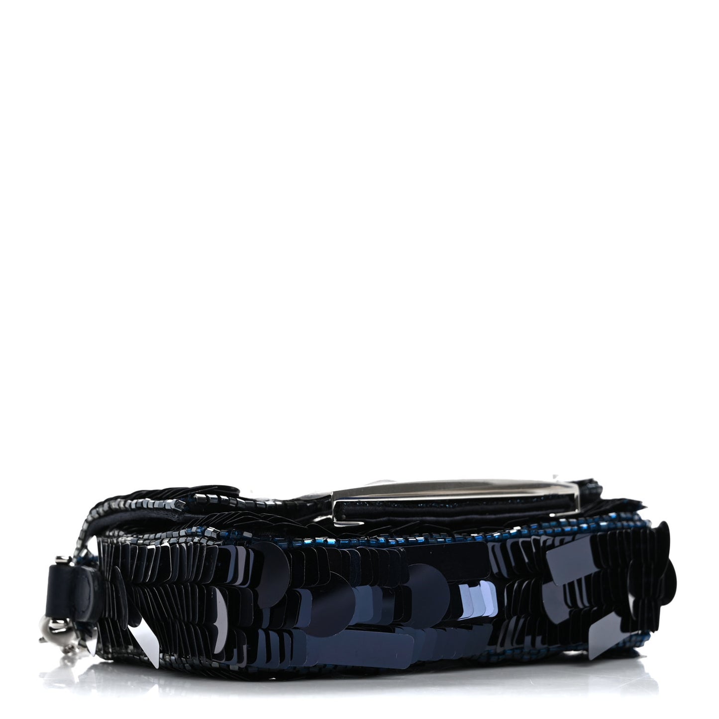 Sequin Paillettes Shiny Nappa Sex and the City Nano Maxi Buckle Baguette Charm Midnight