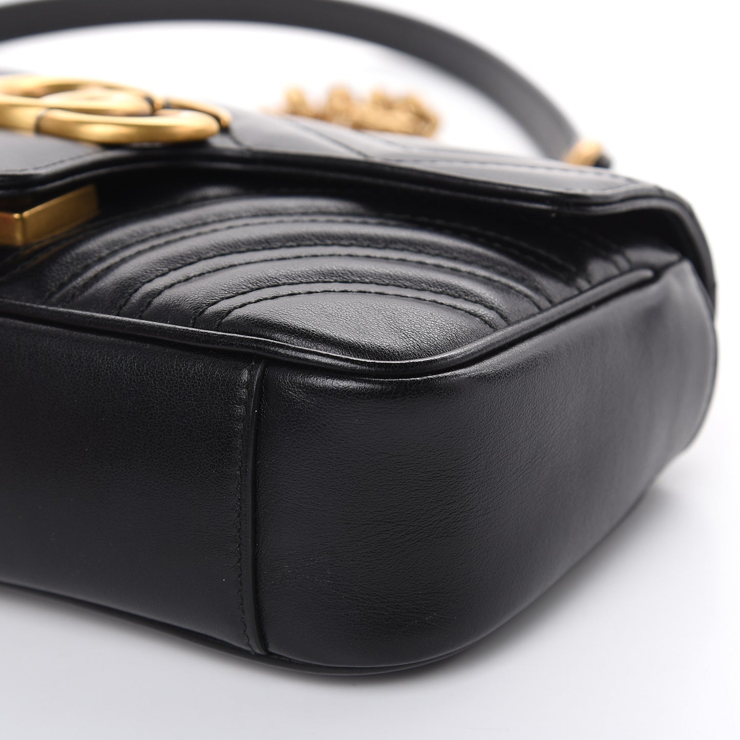 Calfskin Matelasse Mini GG Marmont Shoulder Bag Black