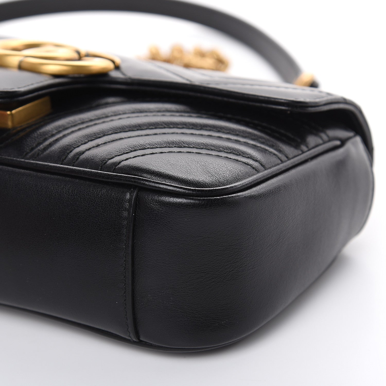 Gucci Calfskin Matelasse Mini GG Marmont Shoulder Bag Black 8 of 9
