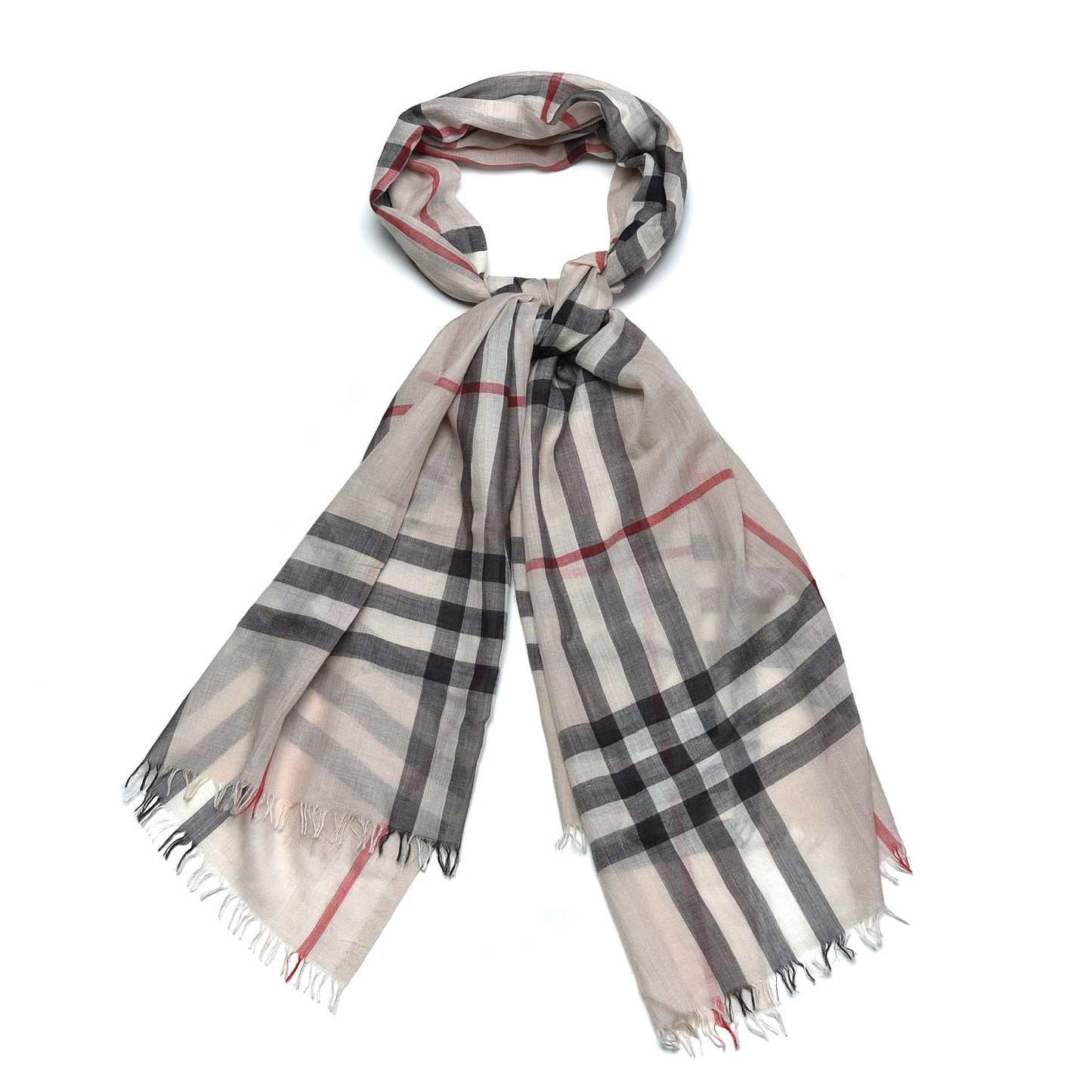 Wool Silk House Check Lightweight Scarf Stone