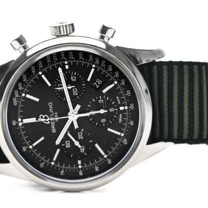 Breitling Stainless Steel 43mm Transocean Automatic Chronograph Watch Green Nato AB015212 5 of 6