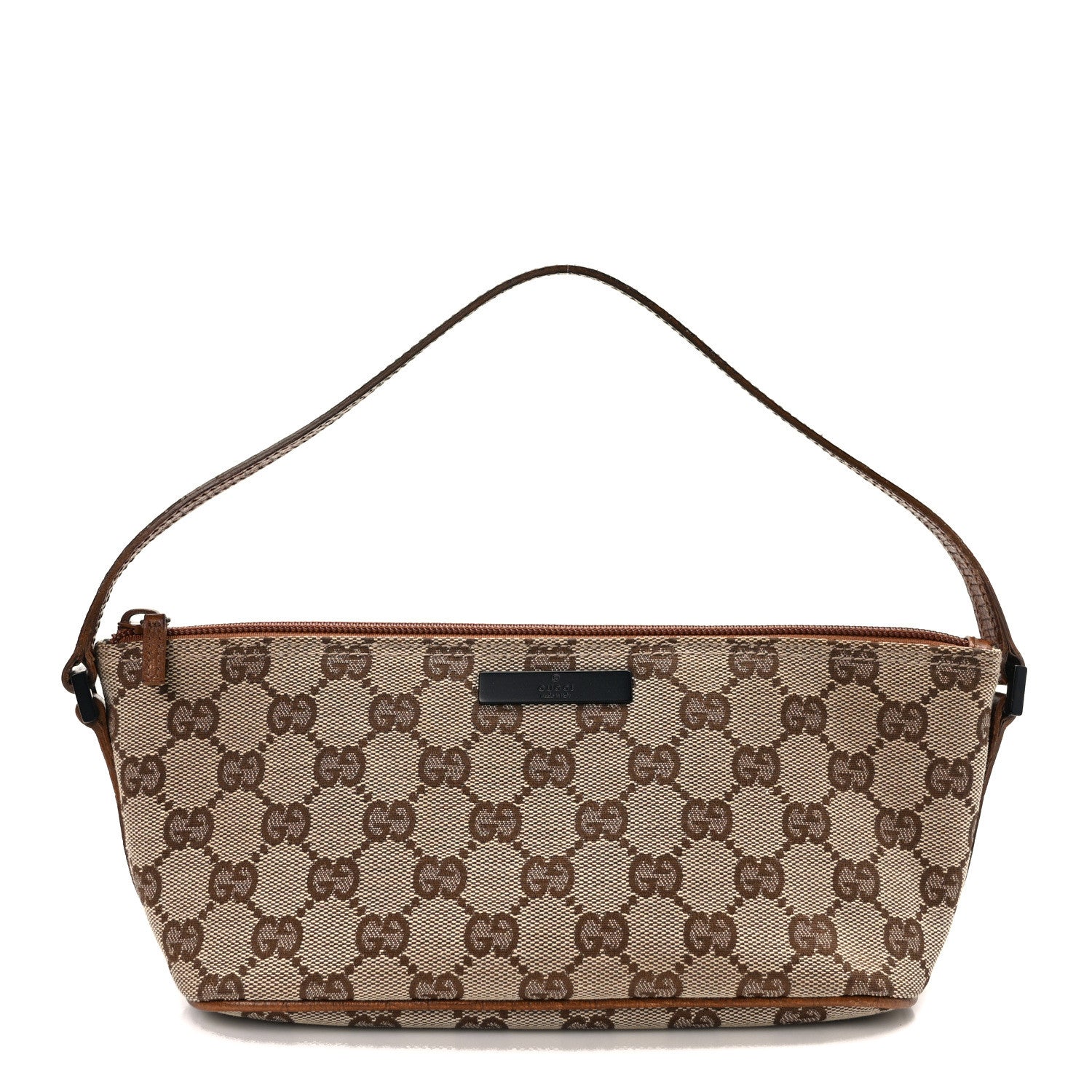 Gucci Monogram Web Boat Pochette Brown 1 of 12