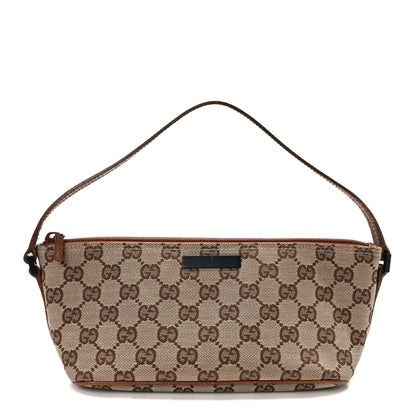 Gucci Monogram Web Boat Pochette Brown 1 of 12