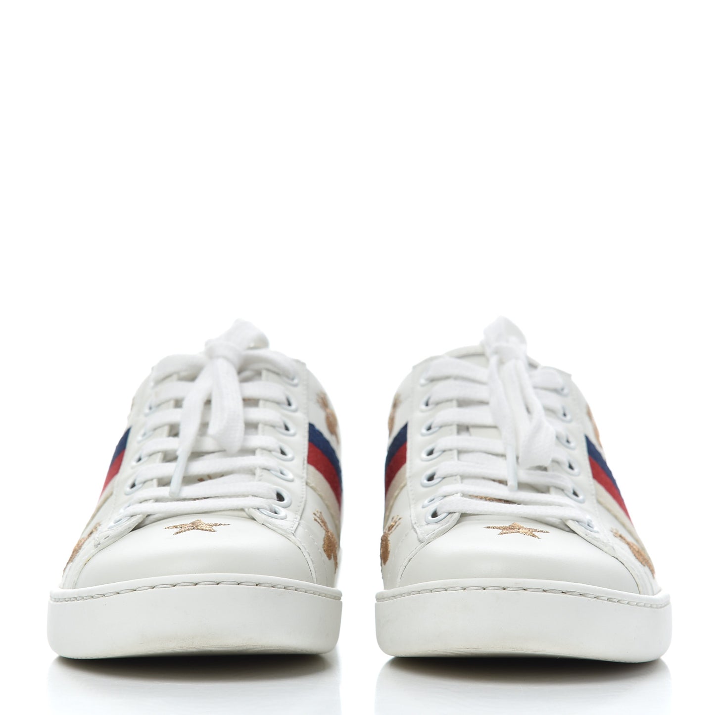 Calfskin Bee Star Embroidered Sylvie Web Ace Sneakers 35 White
