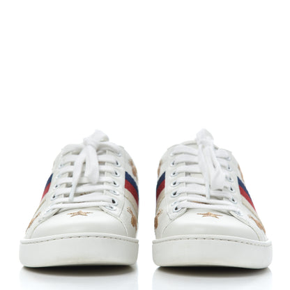Gucci Calfskin Bee Star Embroidered Sylvie Web Ace Sneakers 35 White 2 of 20