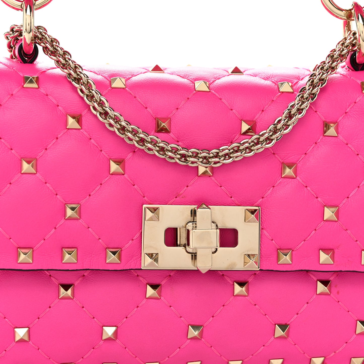 Nappa Small Rockstud Spike Shoulder Bag Shadow Pink