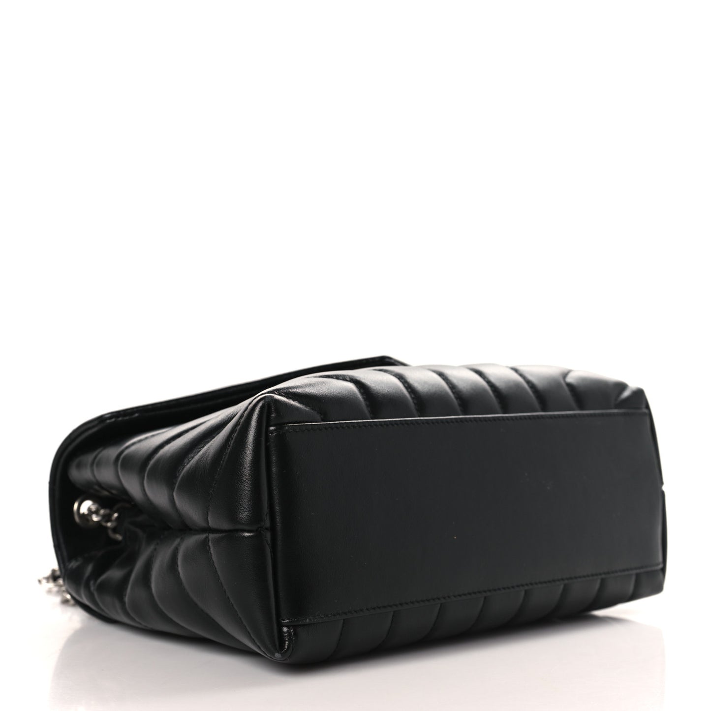 Calfskin Y Quilted Monogram Small Loulou Chain Satchel Black
