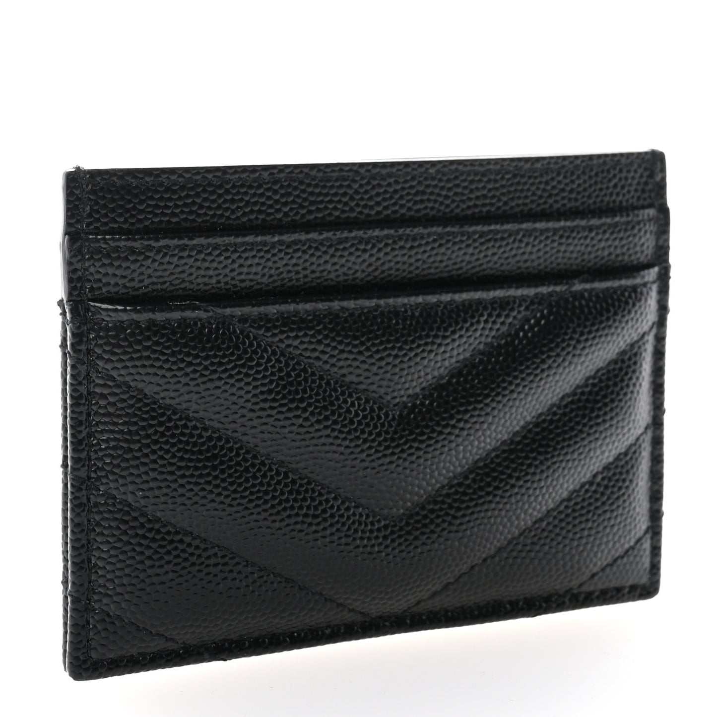 Grain De Poudre Matelasse Chevron Monogram Credit Card Case Black