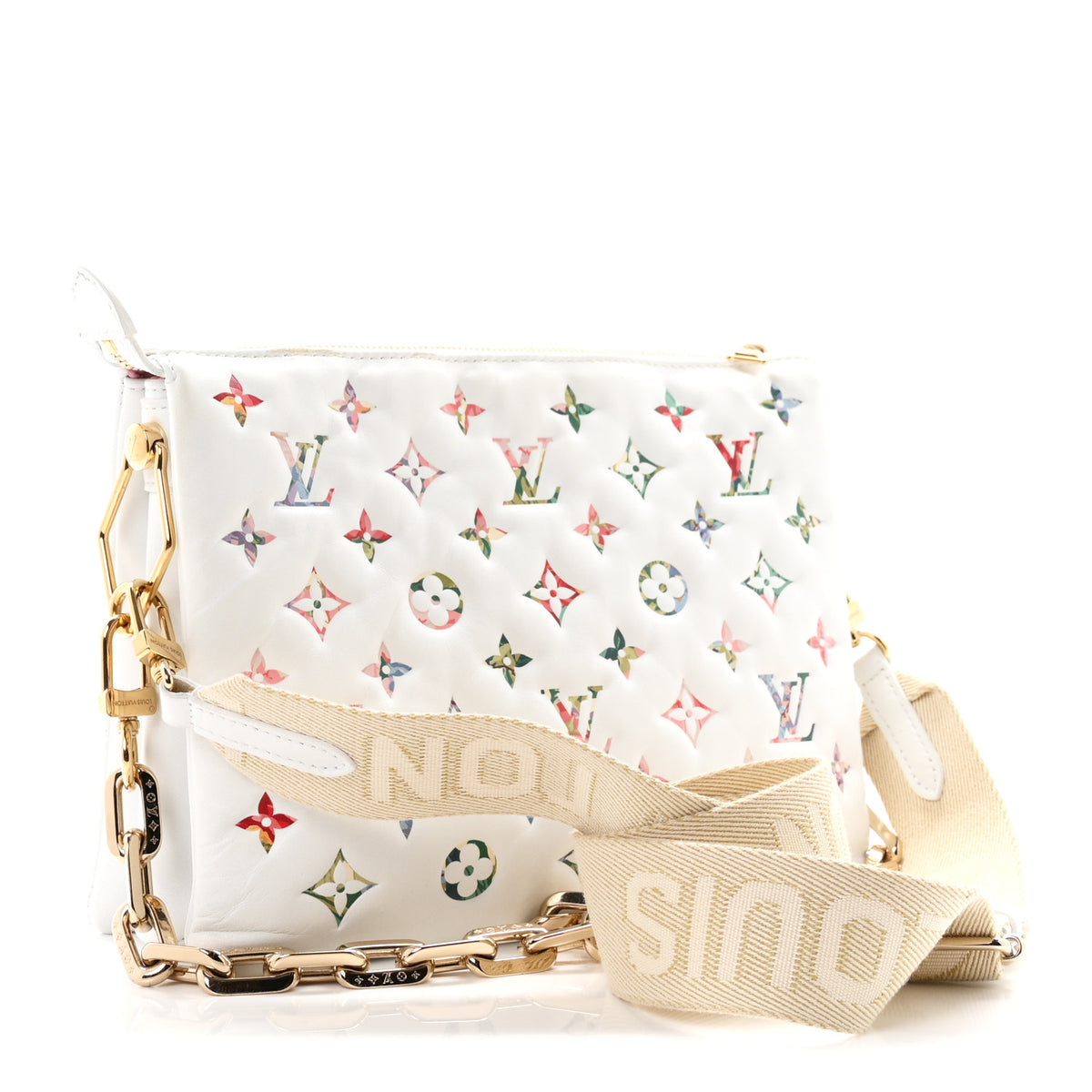 Louis Vuitton Lambskin Embossed Monogram LV Garden Coussin PM Cream 3 of 10