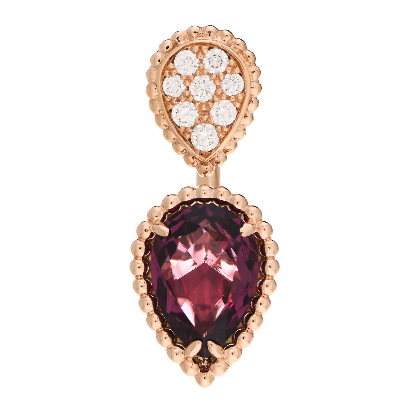 18K Rose Gold Diamond Garnet Serpent Boheme Single Earring