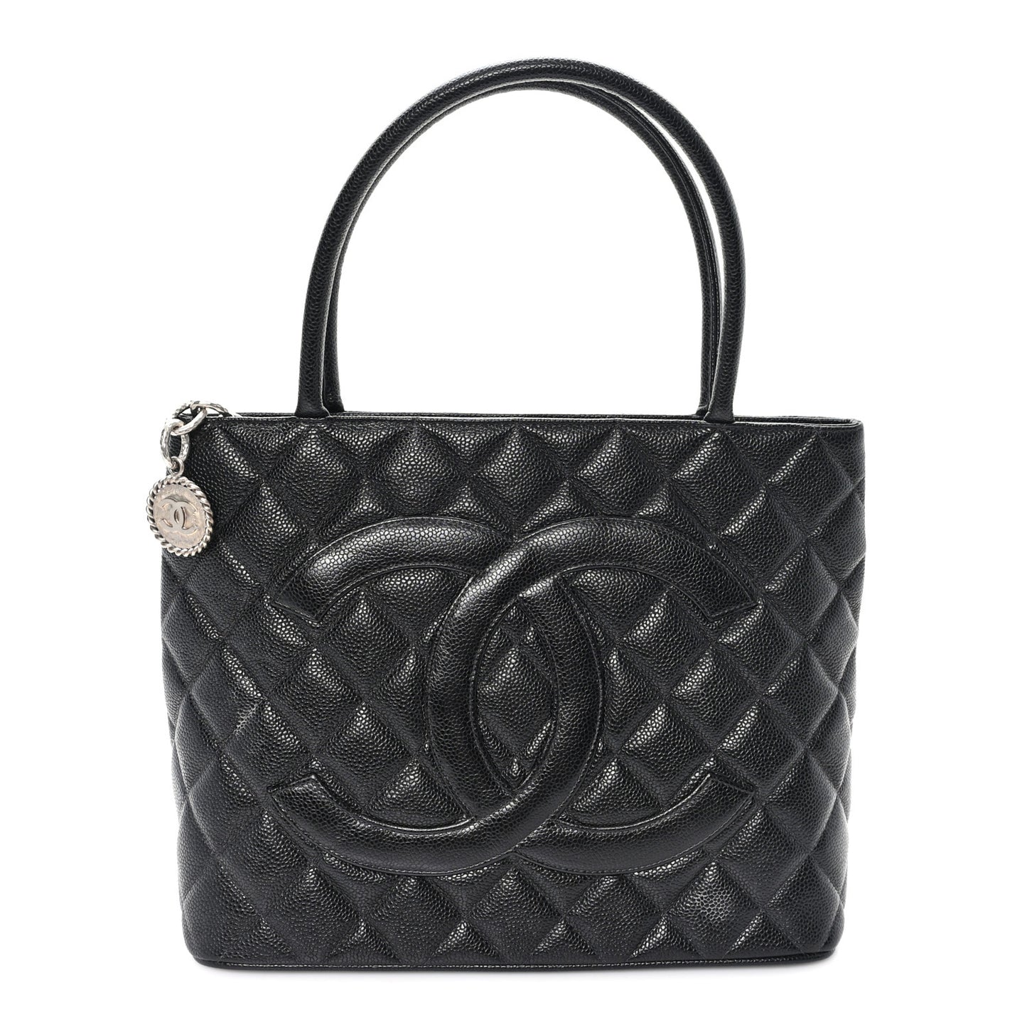 Caviar Quilted Medallion Tote Black