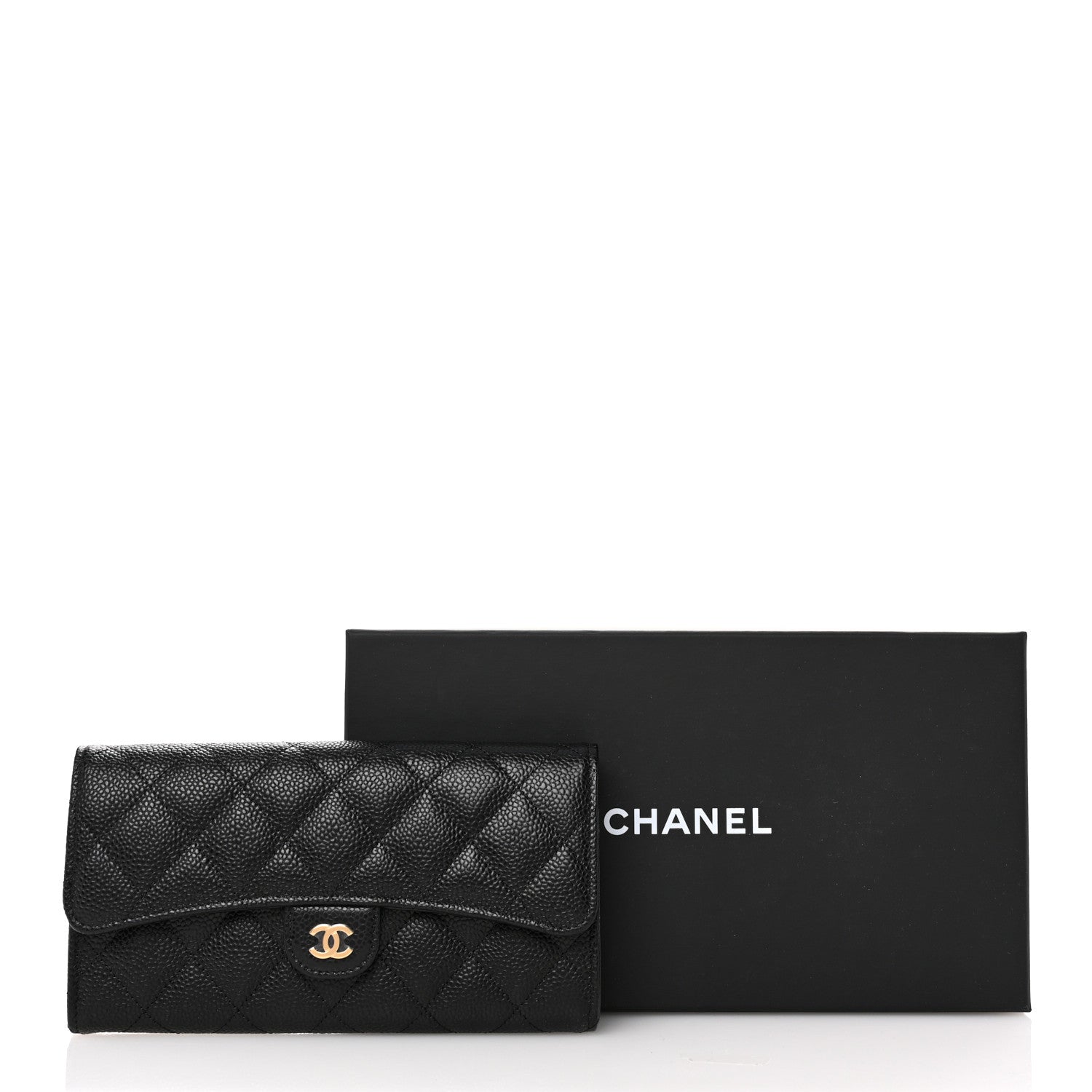 Chanel Caviar Quilted Large Gusset Flap Wallet Black 9 of 9