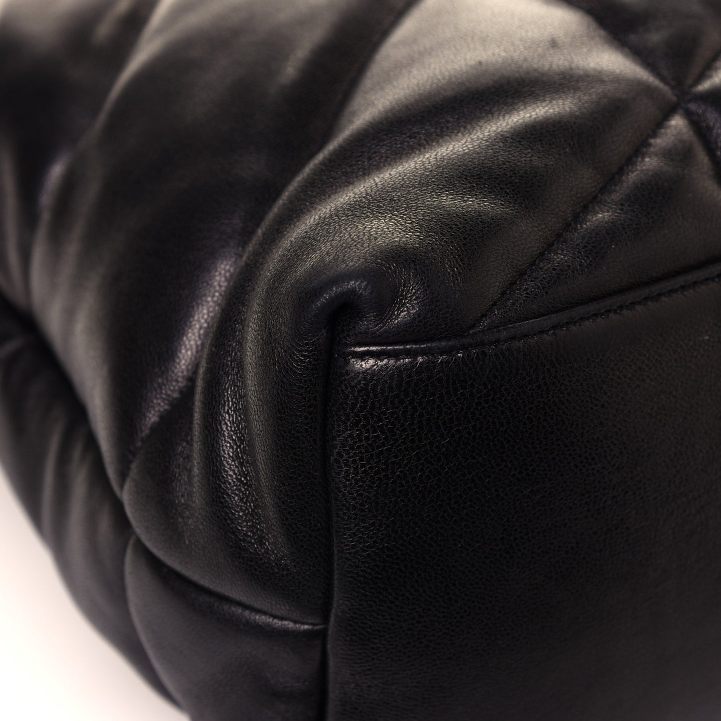 Lambskin Quilted Medium Loulou Puffer Monogram Chain Satchel Black