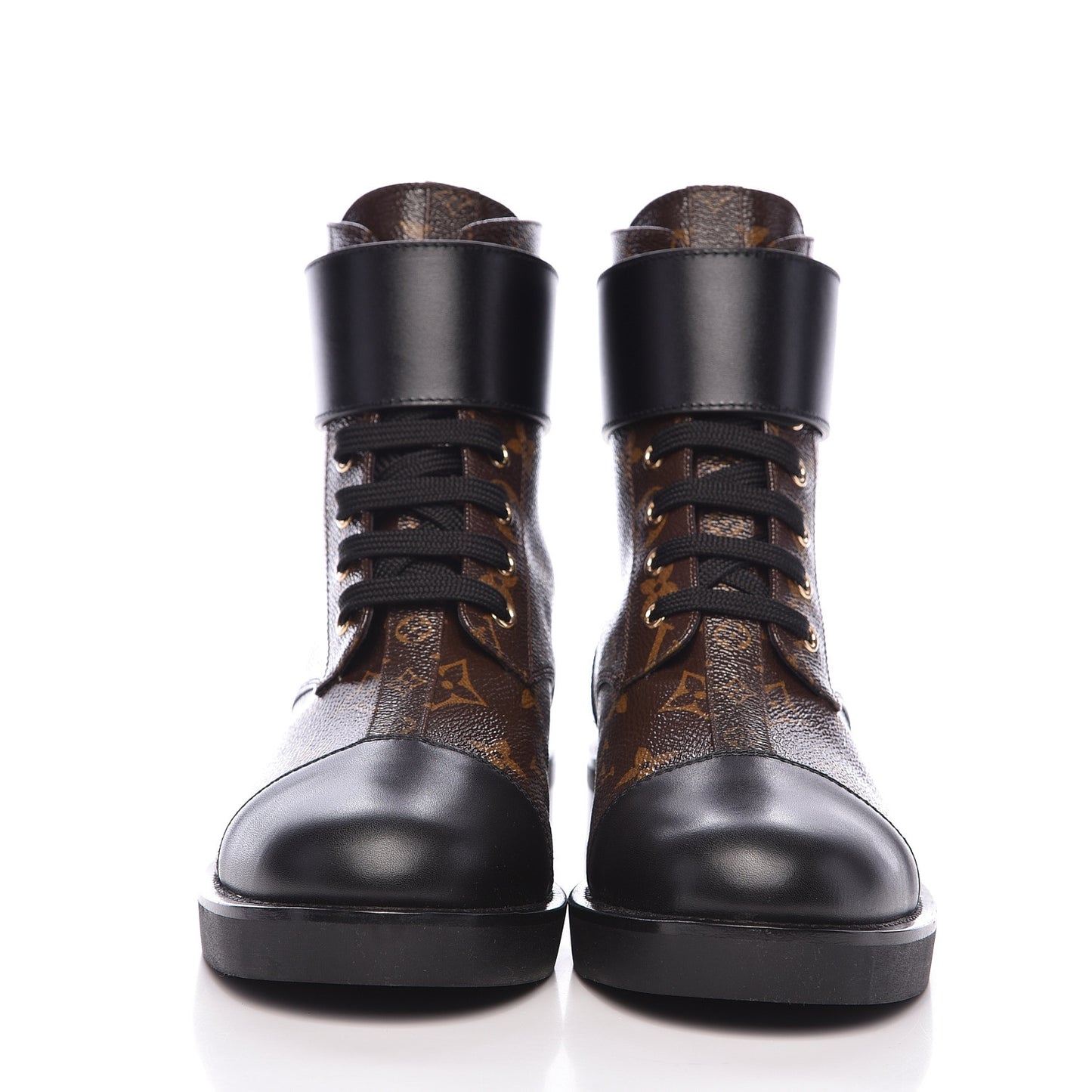 Calfskin Monogram Wonderland Flat Ranger Boots 38 Black
