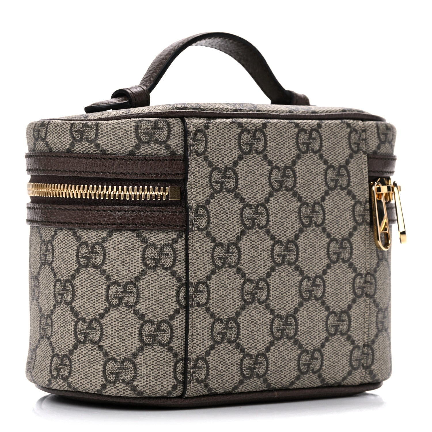 Gucci GG Supreme Monogram Textured Calfskin Web Ophidia Vanity Cosmetic Case Beige Ebony New Acero 3 of 11