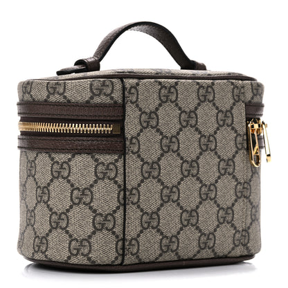 Gucci GG Supreme Monogram Textured Calfskin Web Ophidia Vanity Cosmetic Case Beige Ebony New Acero 3 of 11
