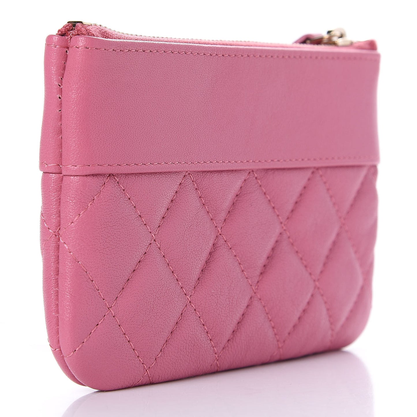 Sheepskin Quilted Small Vintage Mademoiselle Cosmetic Case Dark Pink