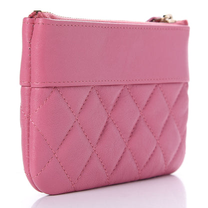 Chanel Sheepskin Quilted Small Vintage Mademoiselle Cosmetic Case Dark Pink 3 of 11