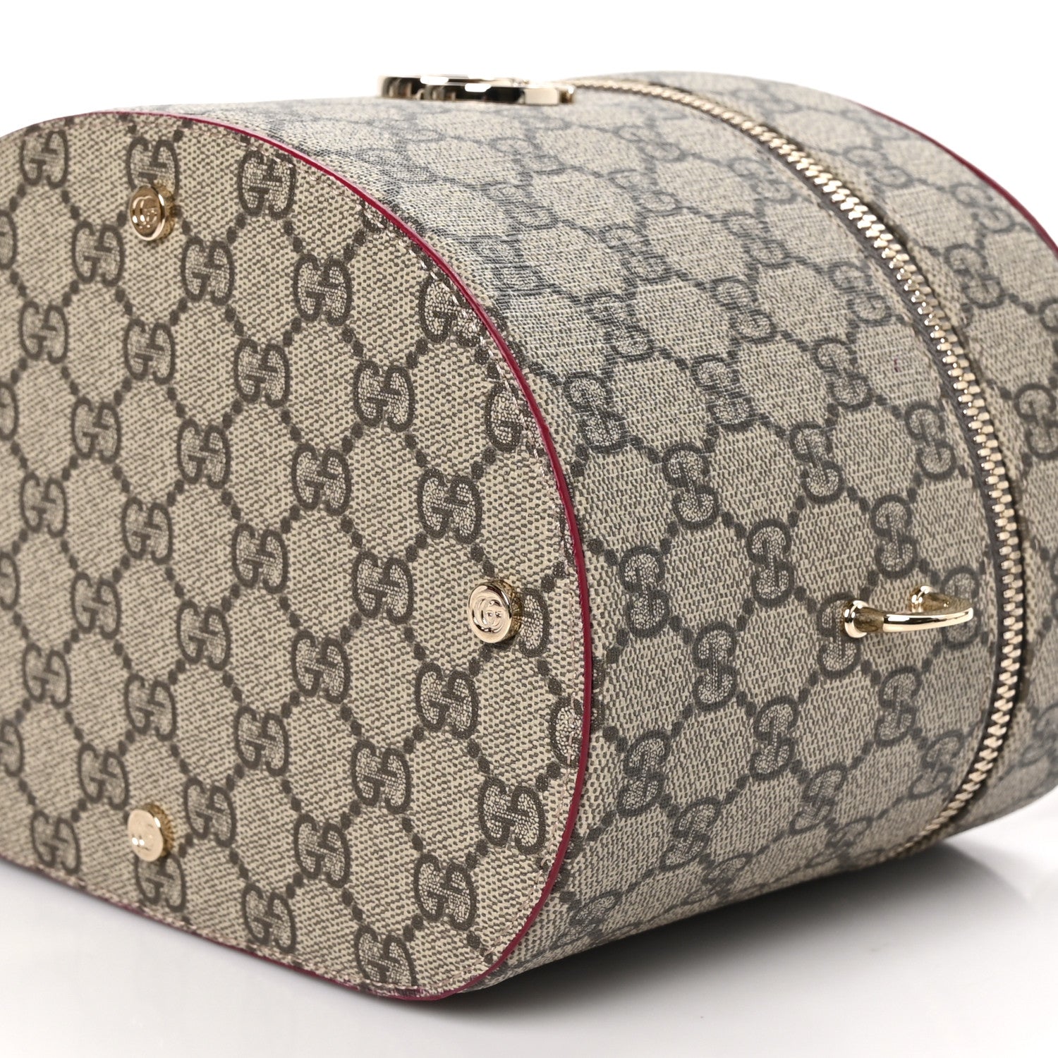 Gucci GG Supreme Monogram Ancora Calfskin Vanity Cosmetic Case Beige Ebony Rosso 10 of 10