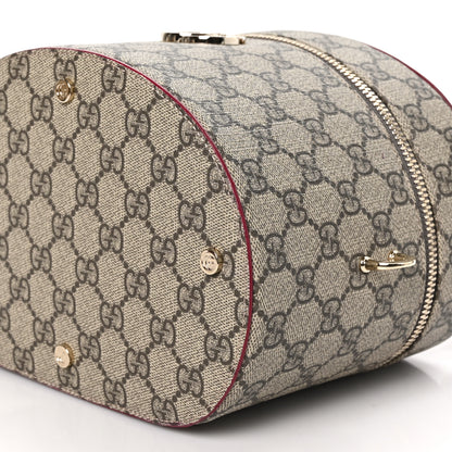 Gucci GG Supreme Monogram Ancora Calfskin Vanity Cosmetic Case Beige Ebony Rosso 10 of 10