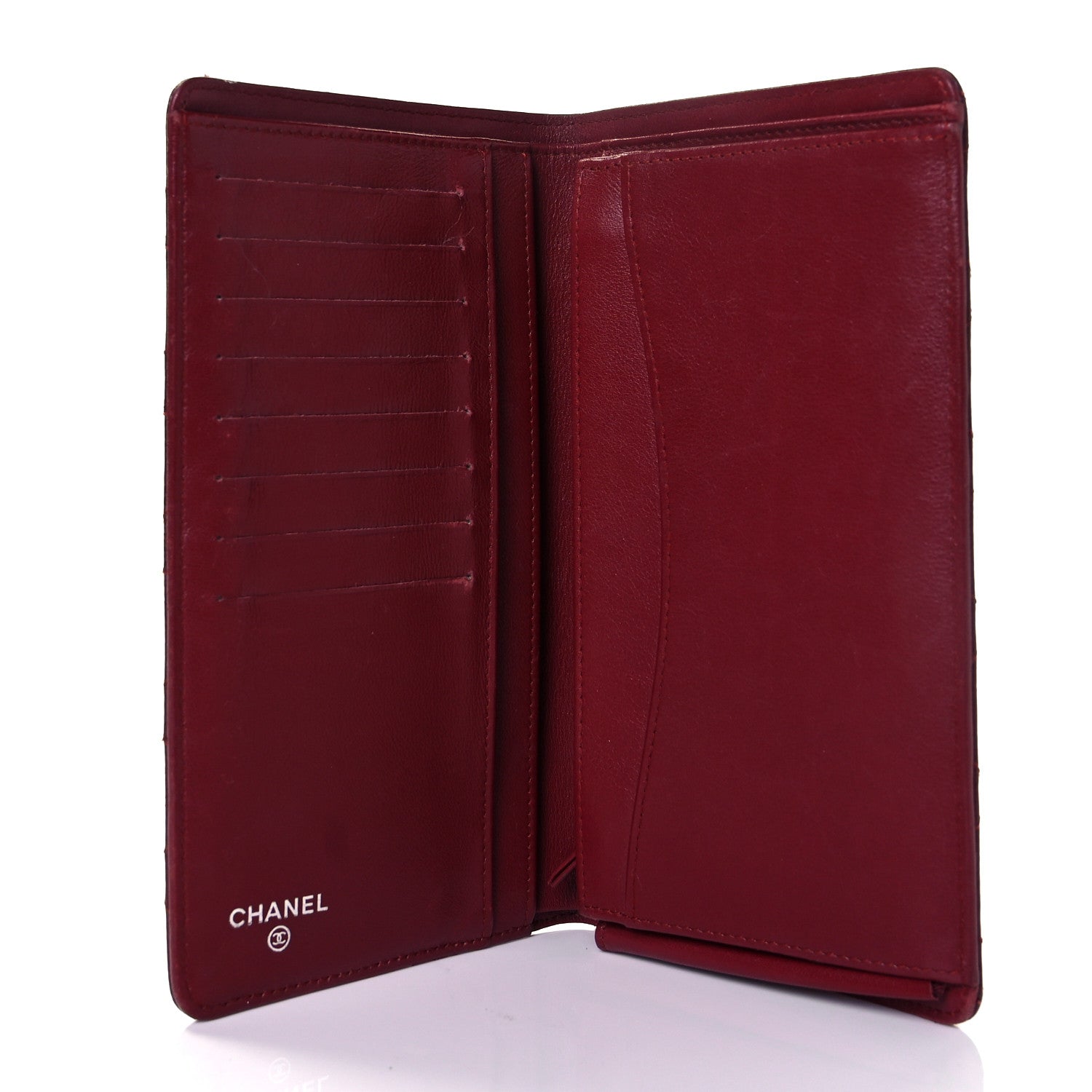 Chanel Caviar Quilted Yen Wallet Red 5 of 9