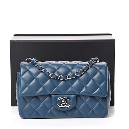 Chanel Lambskin Quilted Mini Rectangular Flap Dark Blue 12 of 12