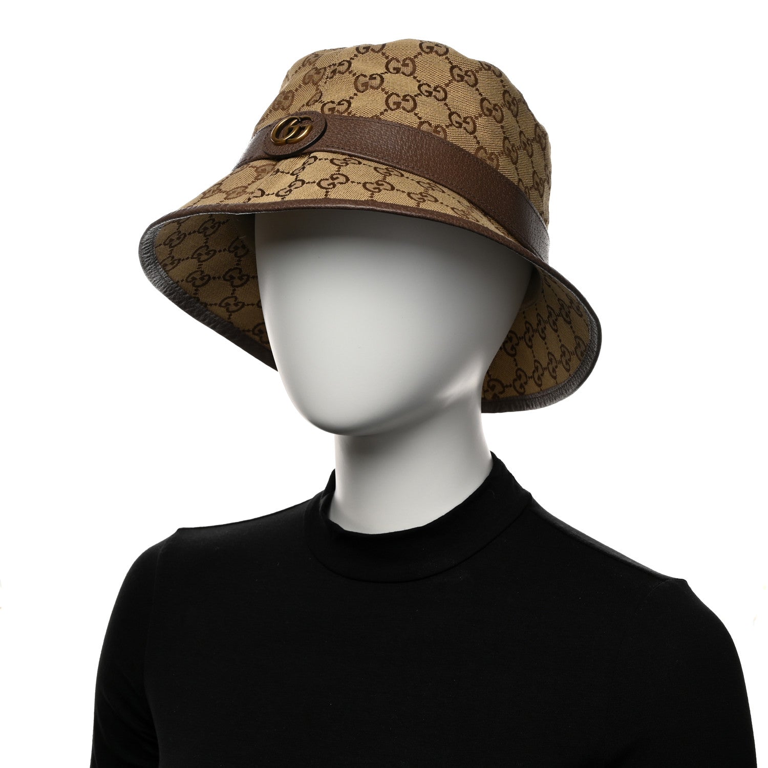 Gucci Monogram Textured Dollar Calfskin GG Jago Bucket Hat XXL Cacao Beige 2 of 10