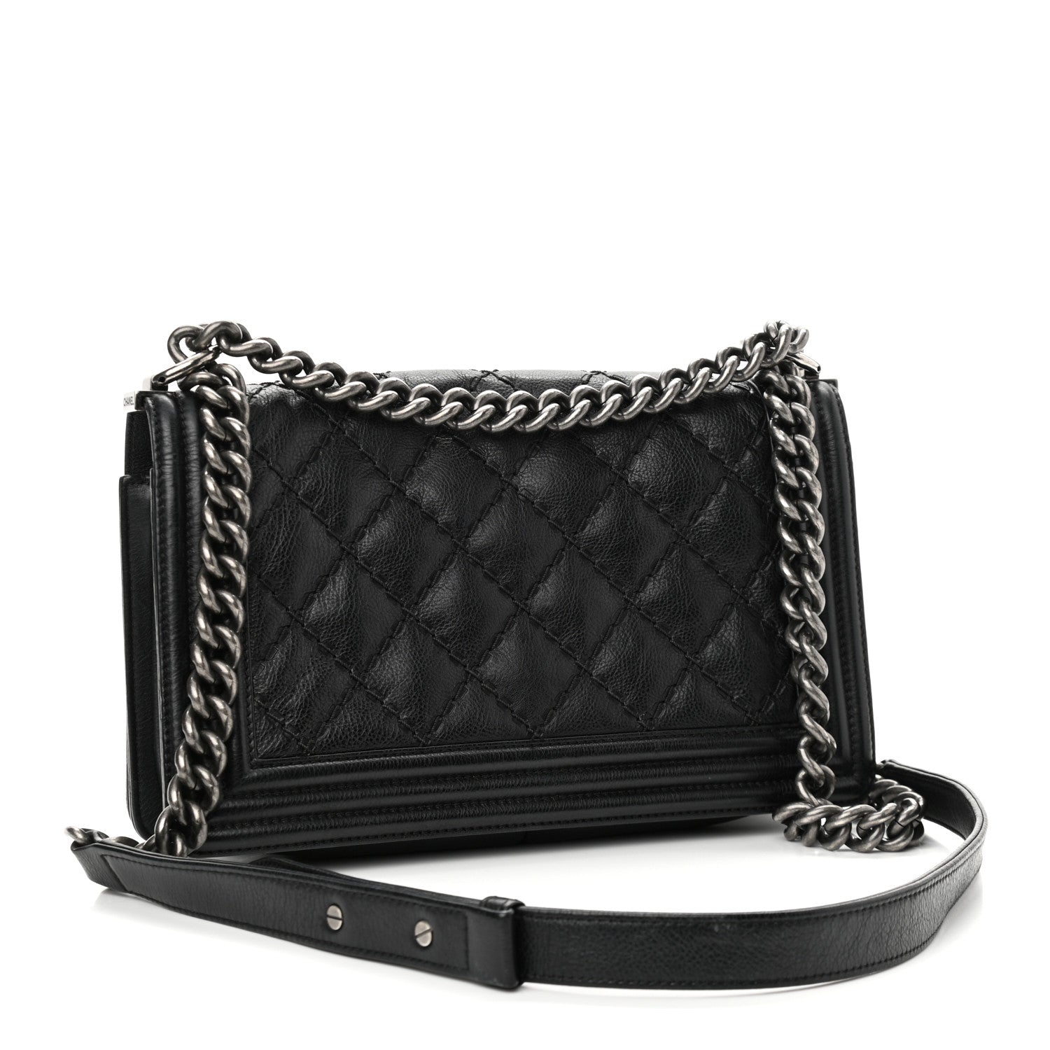 Chanel Calfskin Quilted Double Stitch New Medium Boy Flap Black 2 of 9