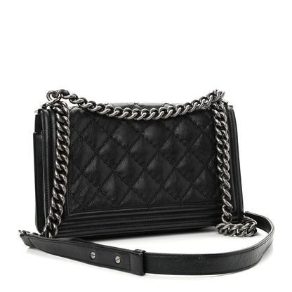 Chanel Calfskin Quilted Double Stitch New Medium Boy Flap Black 2 of 9