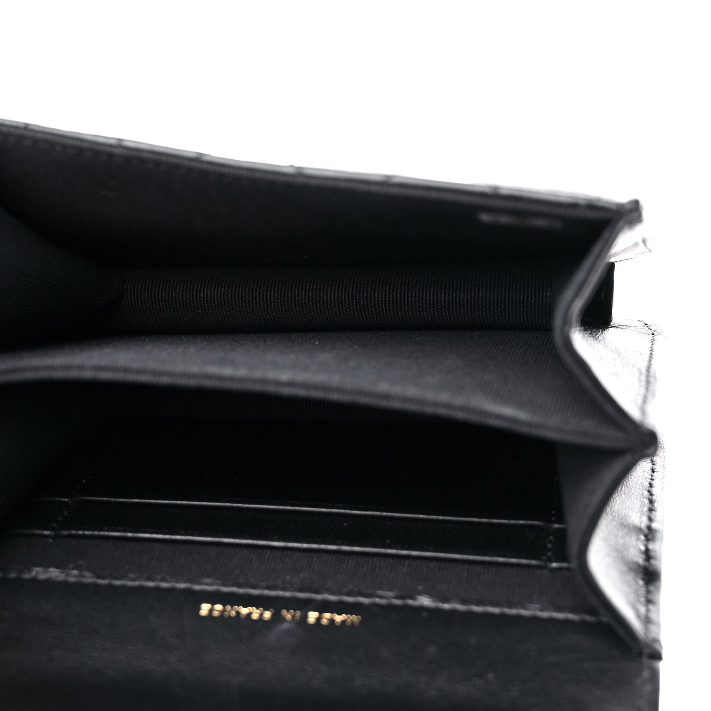 Lambskin Quilted Chain Top Handle Clutch With Chain Black