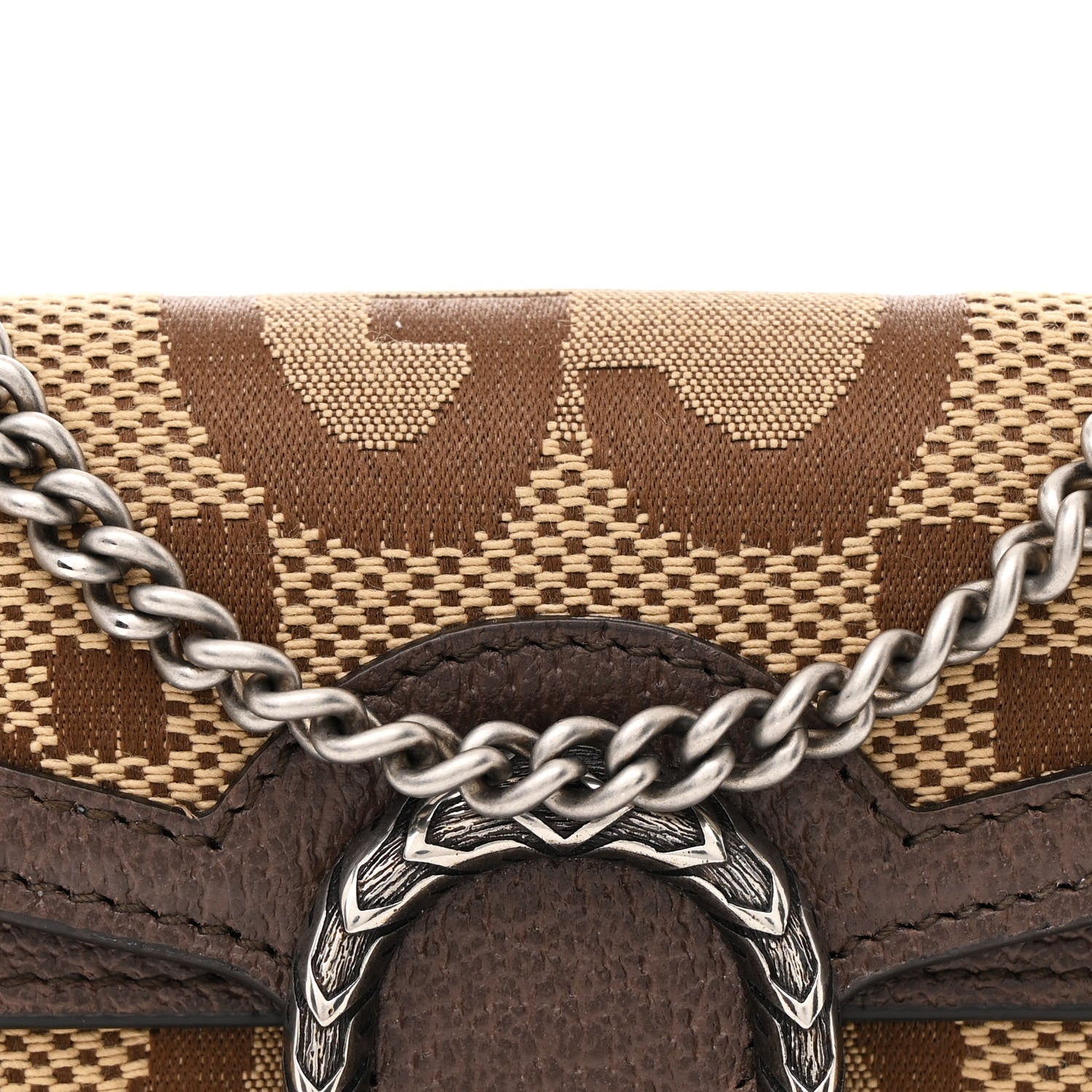 Gucci Monogram Jumbo GG Textured Dollar Calfskin Super Mini Dionysus Shoulder Bag Camel Ebony New Acero 8 of 10