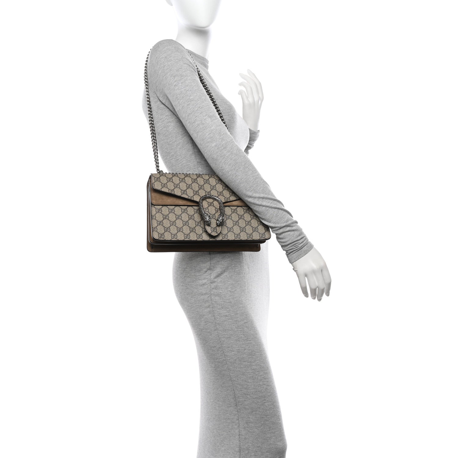 Gucci GG Supreme Monogram Small Dionysus Shoulder Bag Taupe 2 of 13