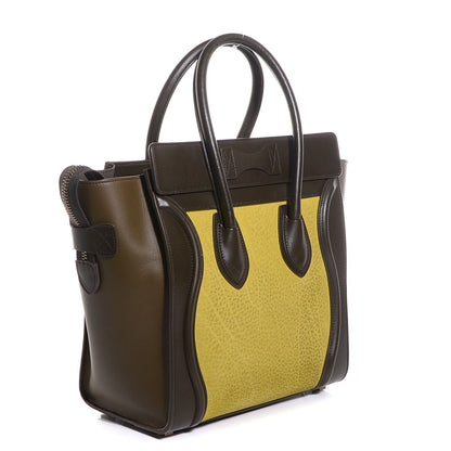 Celine Nubuck Smooth Calfskin Mini Tri-Color Luggage Chartreuse 3 of 10