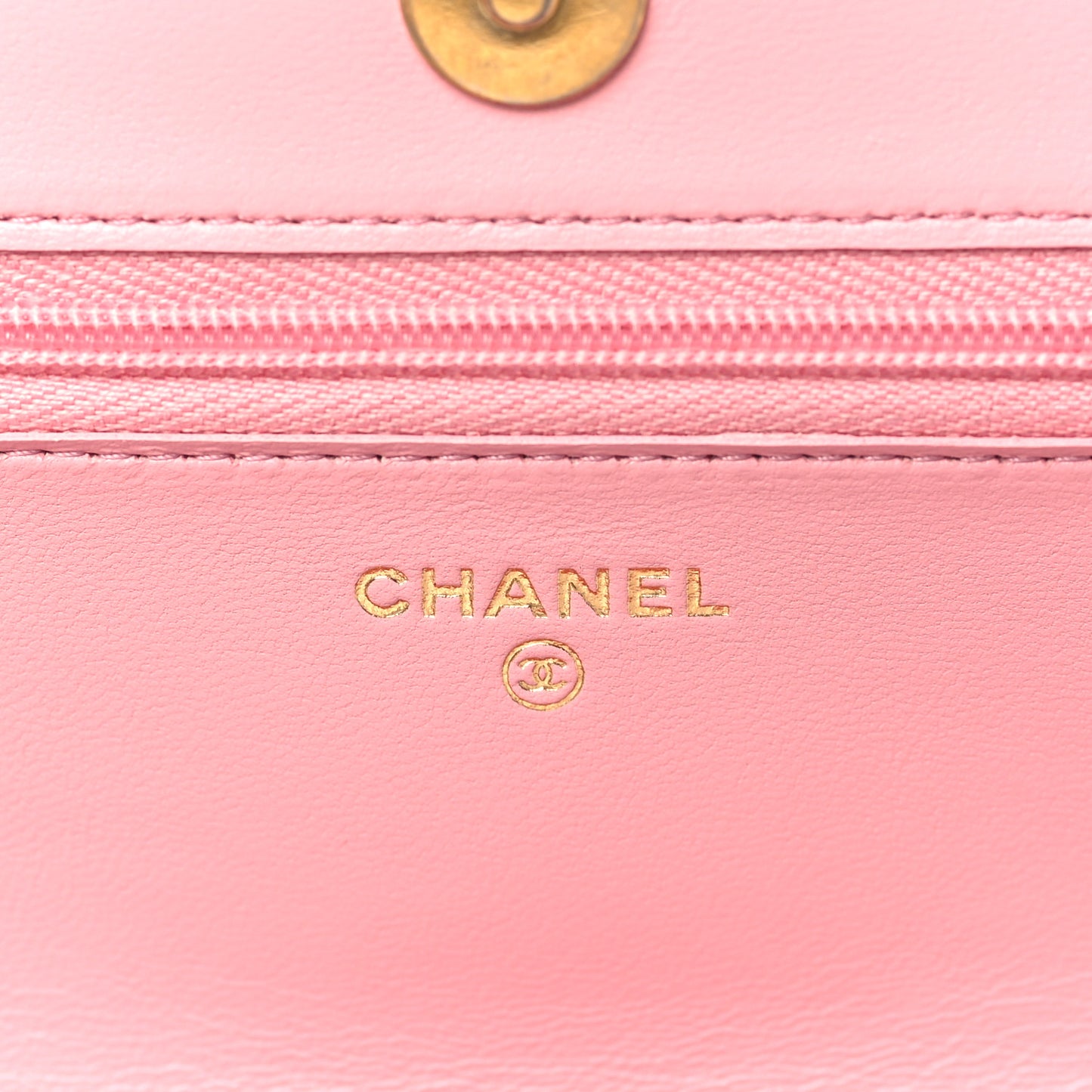 Lambskin Quilted Pick Me Up Wallet On Chain WOC Light Pink