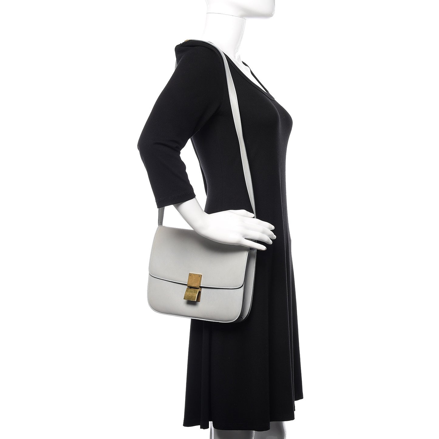Box Calfskin Medium Classic Box Flap Bag Sky