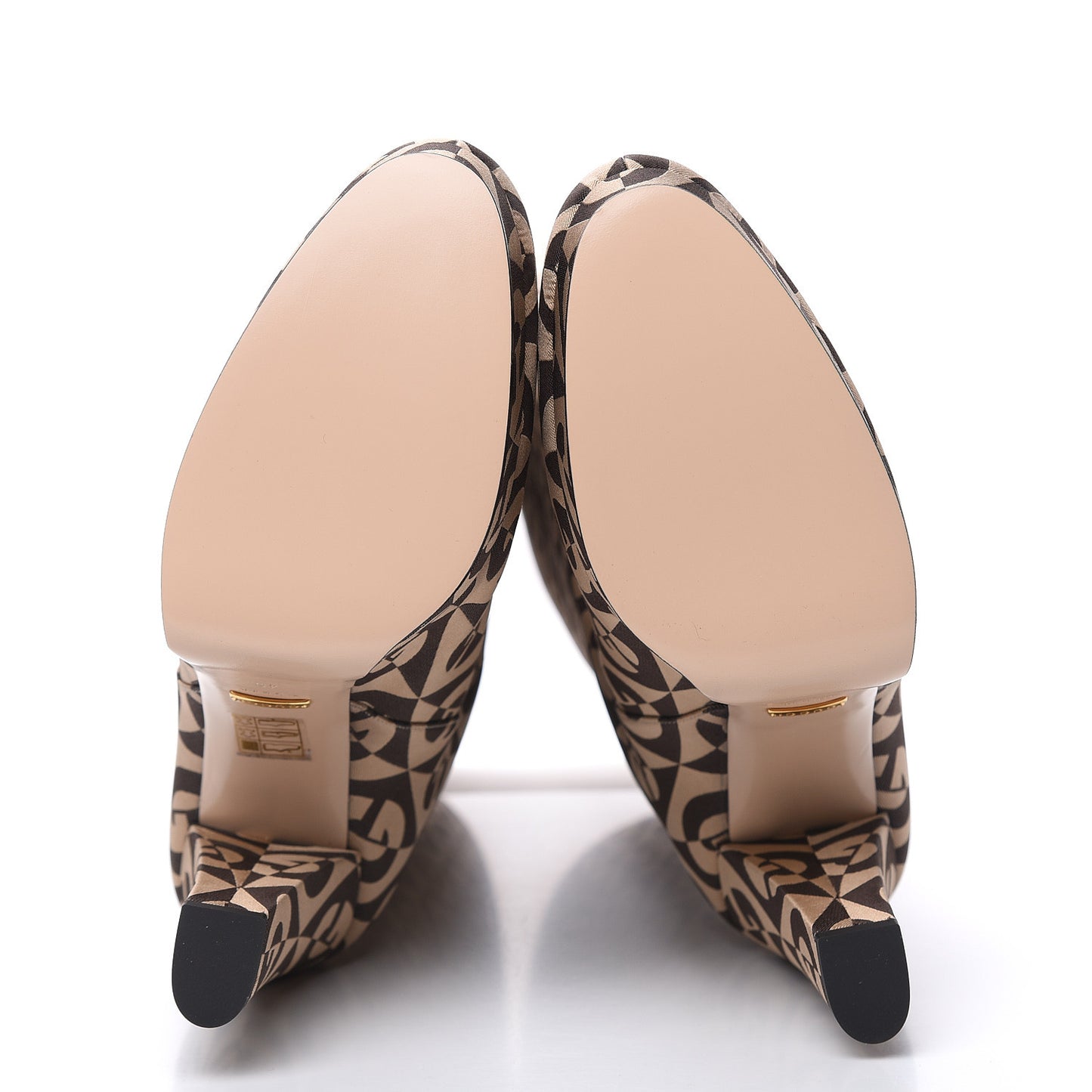 Fabric G Rhombus Print Platform Boots 40 Beige Cocoa