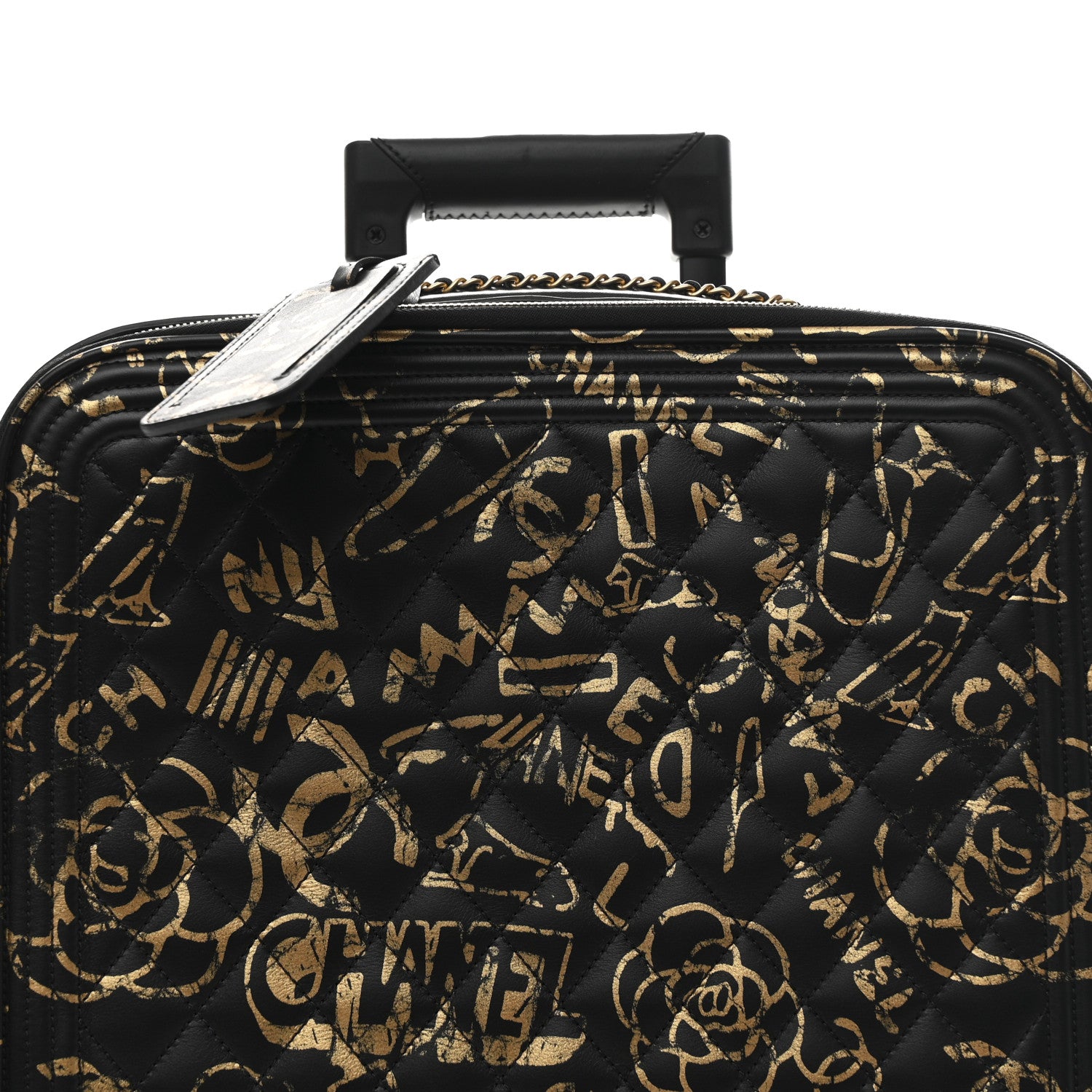 Chanel Calfskin Quilted Graffiti Trolley Black Gold 6 of 12