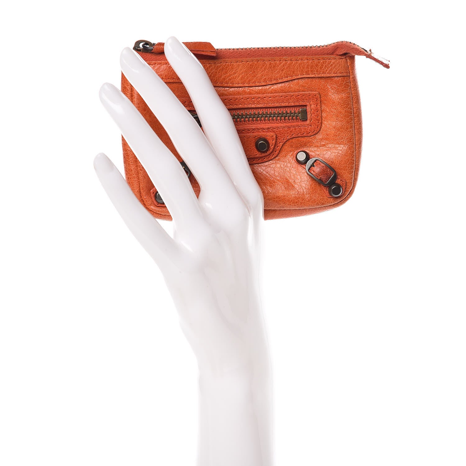 Balenciaga Agneau Classic Hardware Porte-Monnaie Coin Purse Orange 2 of 10