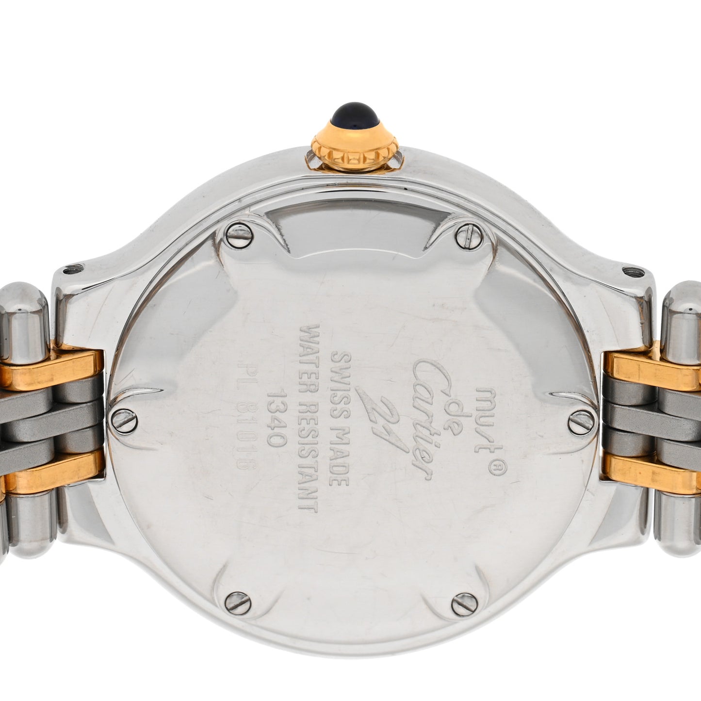 Stainless Steel 18K Yellow Gold 28mm Must De 21 Bullet Link Quartz Watch