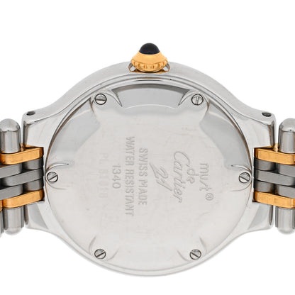 Cartier Stainless Steel 18K Yellow Gold 28mm Must De 21 Bullet Link Quartz Watch 4 of 4