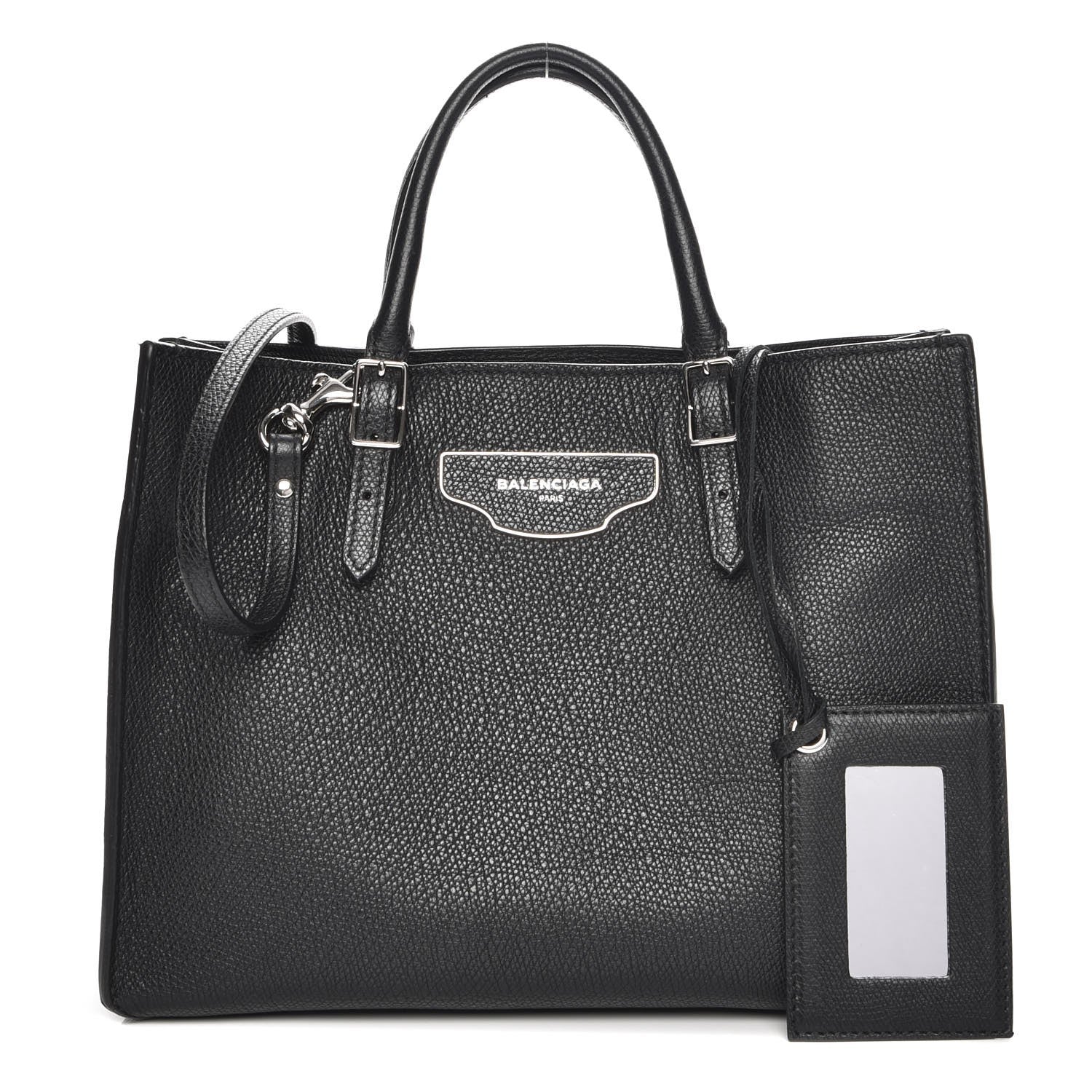 Balenciaga Grained Calfskin Plate Hardware Papier A6 Zip Around Tote Black 1 of 7