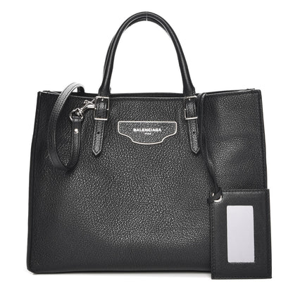 Balenciaga Grained Calfskin Plate Hardware Papier A6 Zip Around Tote Black 1 of 7