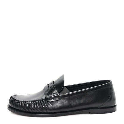 Saint Laurent Calfskin Womens Laurent Penny Loafers 37.5 Black 1 of 10