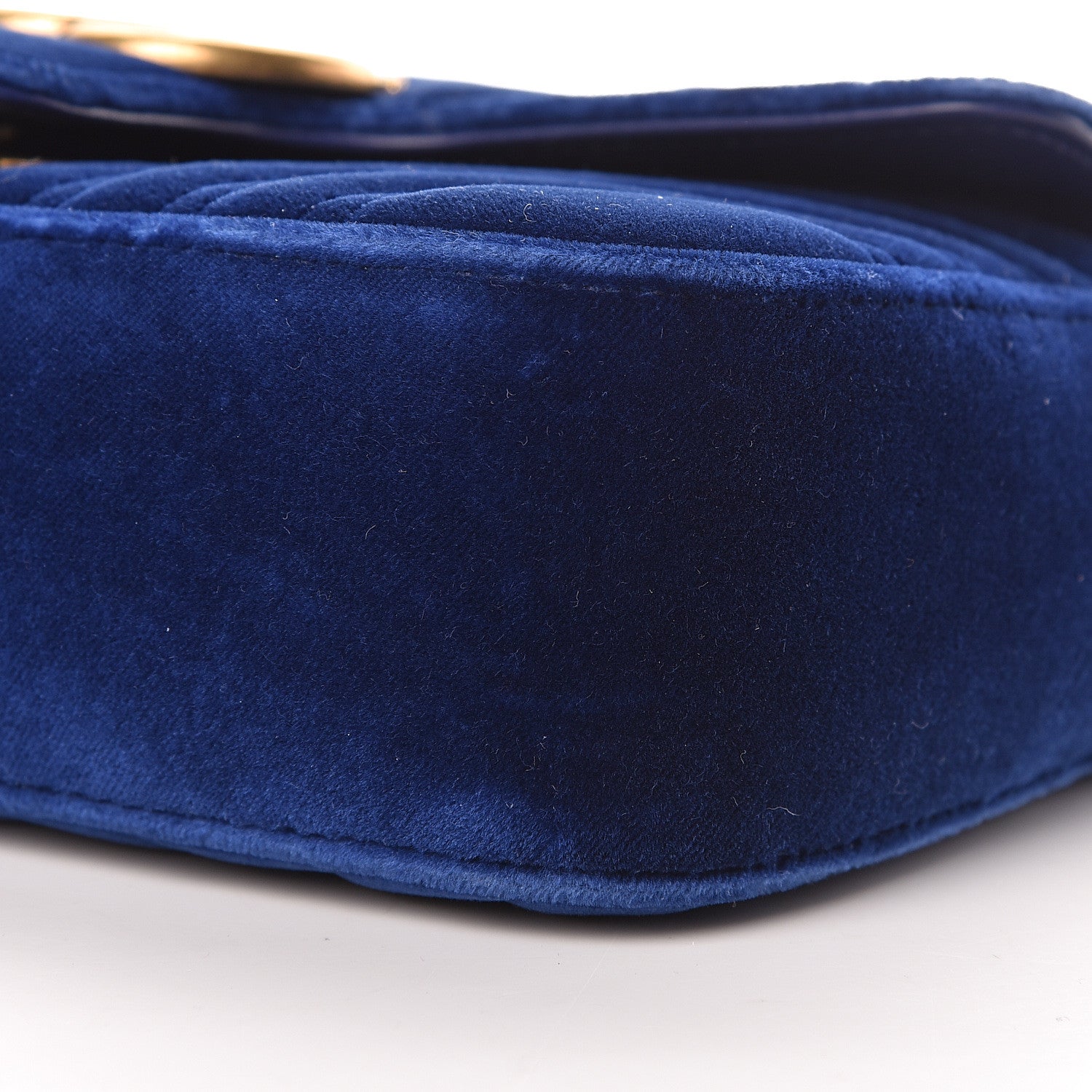 Gucci Velvet Matelasse Mini GG Marmont Shoulder Bag Cobalt Blue 9 of 11