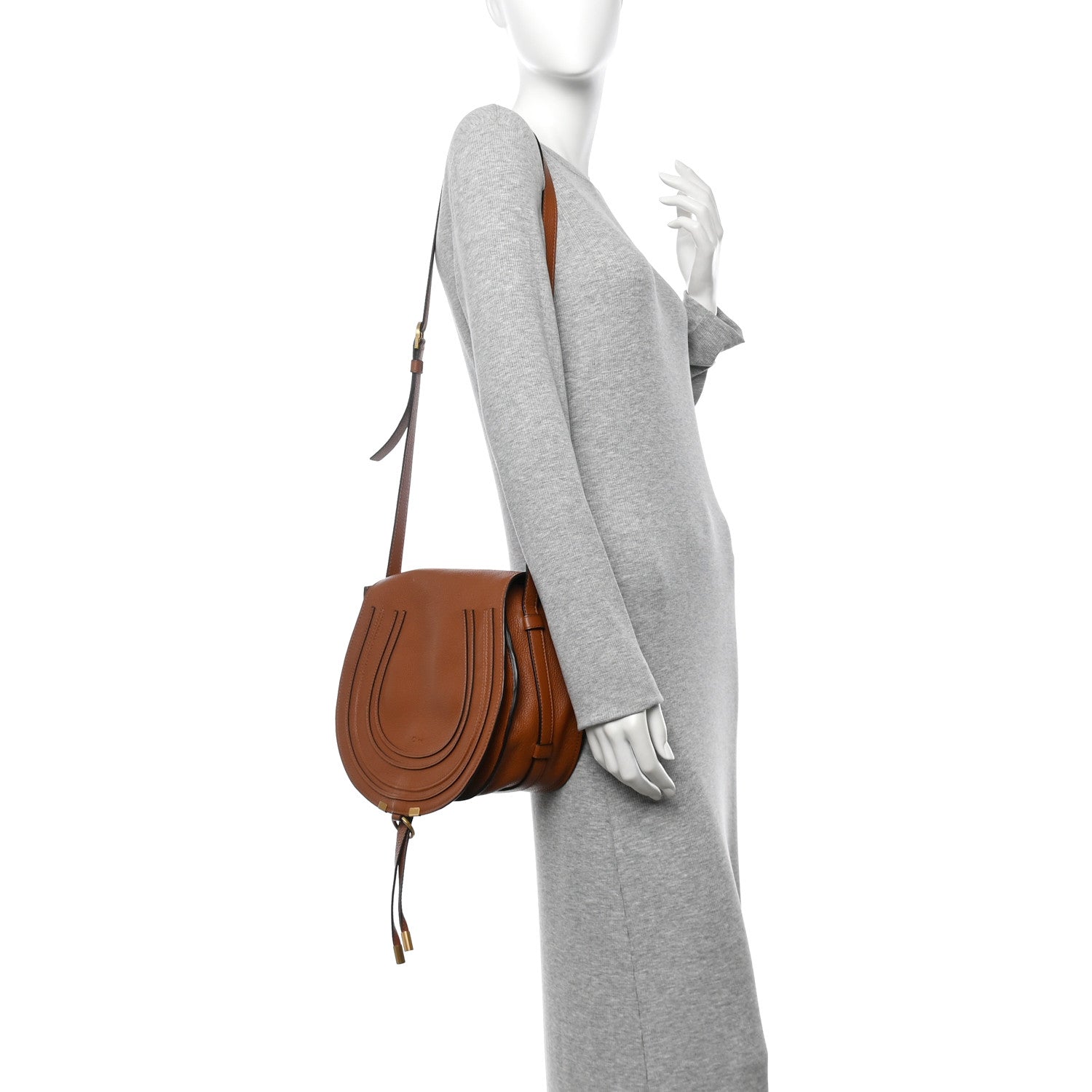 Chloe Calfskin Medium Marcie Round Crossbody Bag Tan 2 of 15