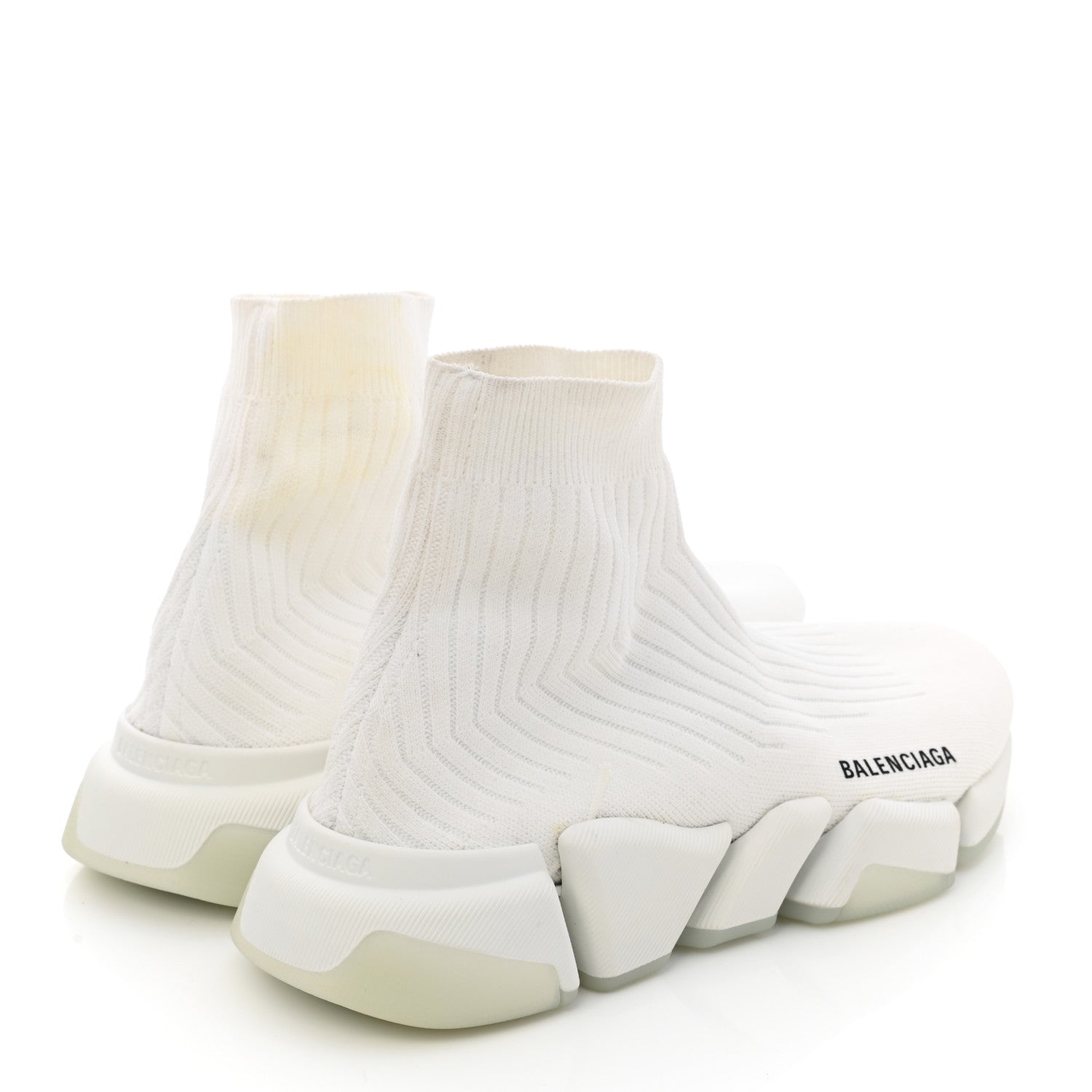 Balenciaga Ribbed Knit Womens Speed 2.0 Transparent Sole Sneakers 40 White 4 of 11
